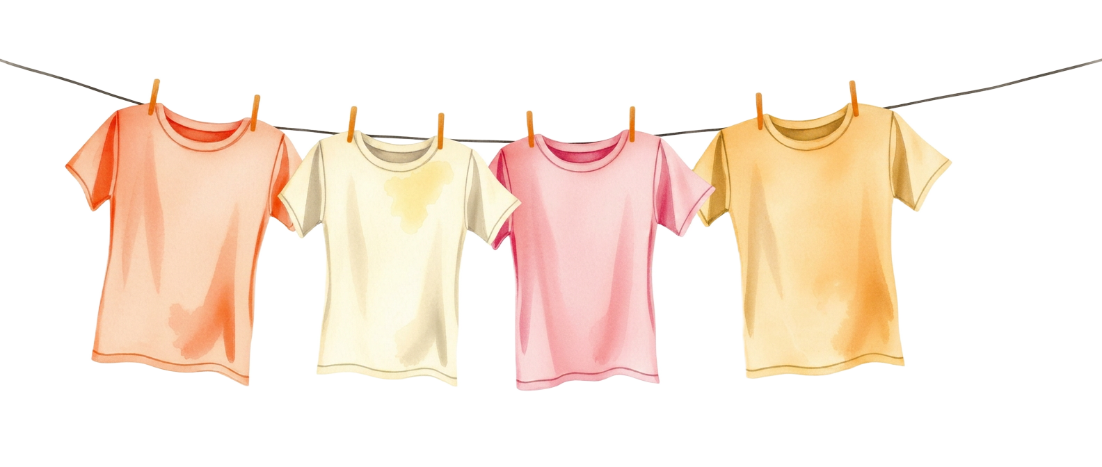Watercolor t-shirts on a clothesline